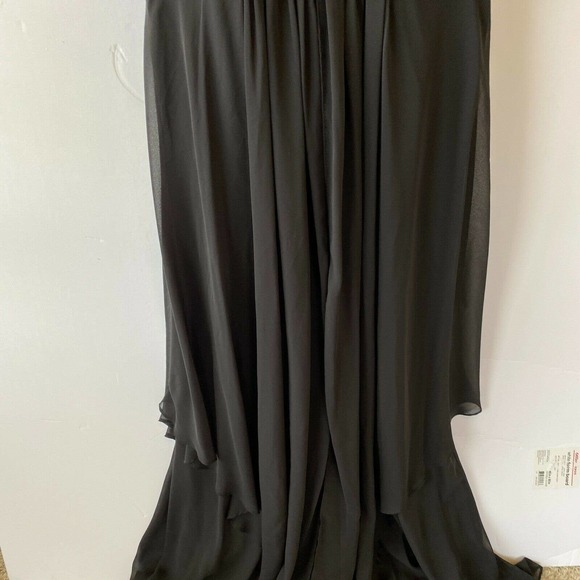 Eliza J Dress Women’s 6 Embellished Tiered Chiffon Halter Gown Black Rhinestones - Picture 6 of 12